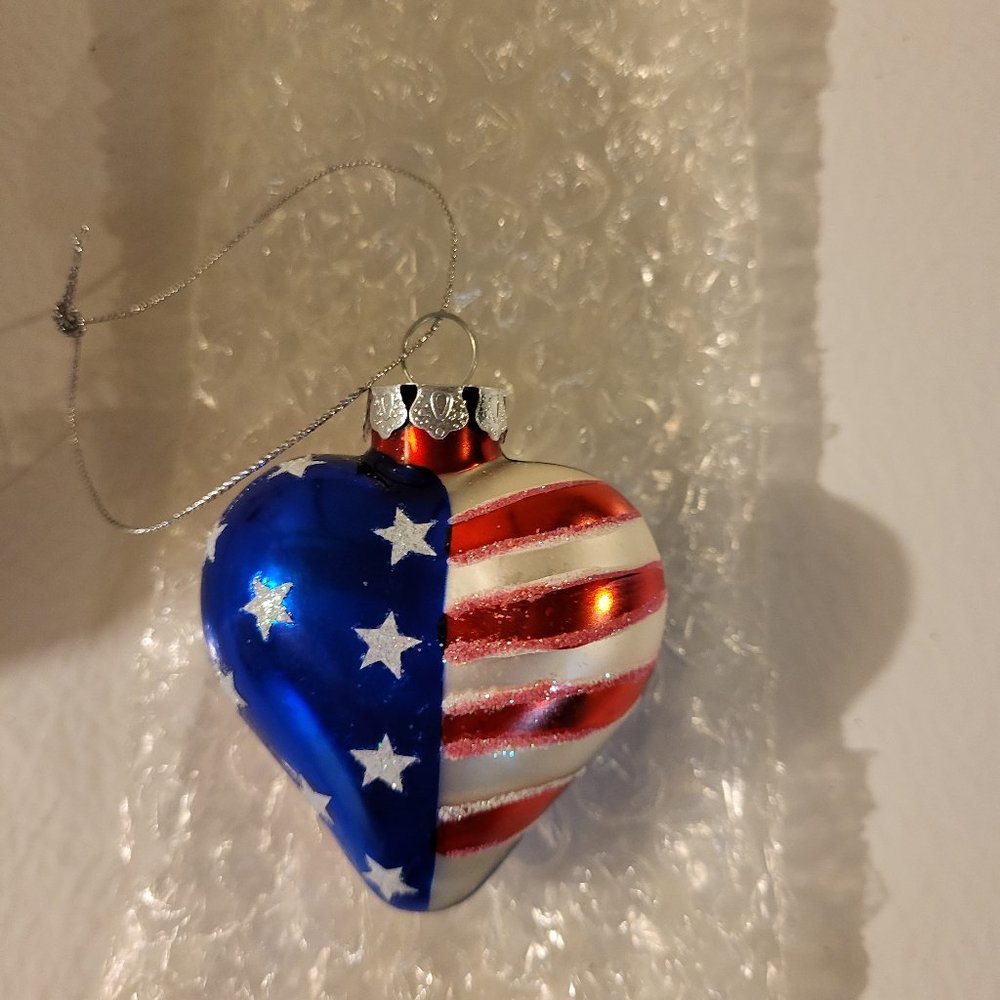 VTG Glass Ornaments Box of 12 Patriotic Unused